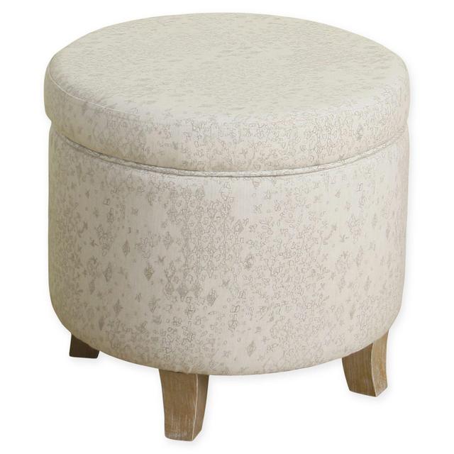 HomePop Round Storage Ottoman in Tan/Grey