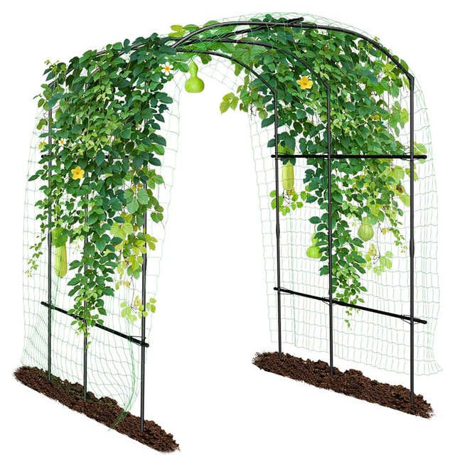 SUNYRISY Garden Arch Trellis, Metal Core Trellis for Climbing Plants Outdoor, 87" x 71" x 75" Tall Archway Tunnel Plant Support for Vine Cucumber Tomato Grape Vegetables Climbing Plants