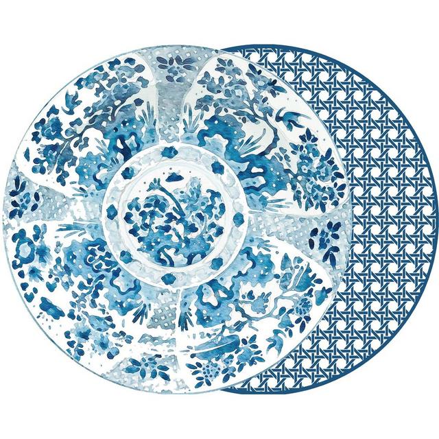 Holly Stuart/Matt Beshears Two Sided Round Placemat – Canton/Cadet Blue Cane