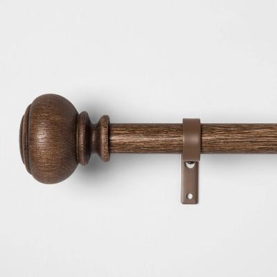 36"x66" Wood Knob Curtain Rod Dark Brown - Threshold&#8482;