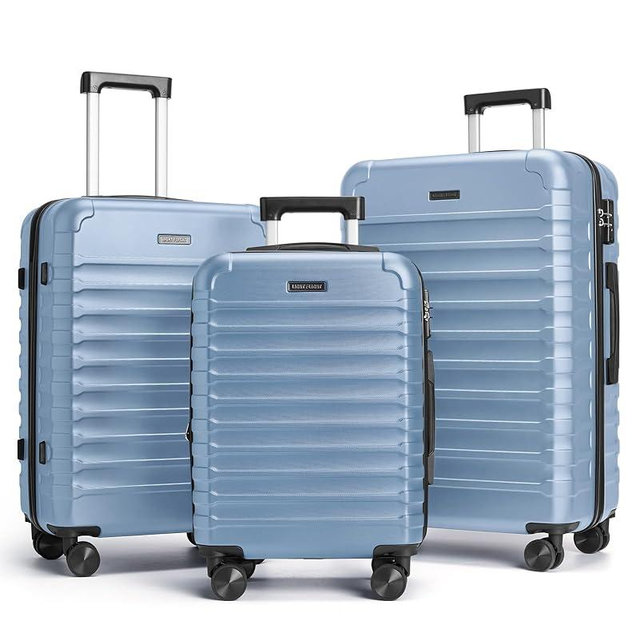 LIGHT FLIGHT Luggage Sets, 3 Piece Durable Suitcase Set with Spinner Wheels, 3 Pcs Hard Shell Lightweight Luggage with TSA Lock, Large Checked Travel Suitcases, 20/24/28 Inch,Light Blue