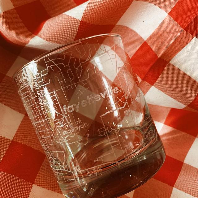 Fayetteville, AR Map Rocks Glass