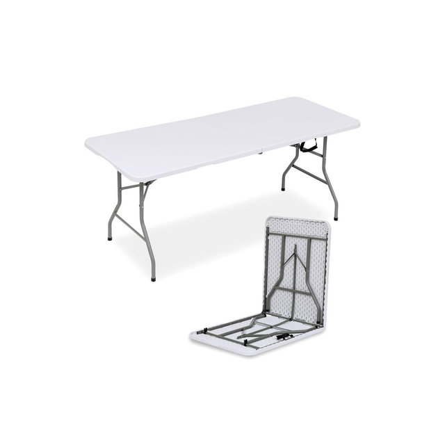 SUGIFT 6ft Plastic Rectangle Folding Table, White