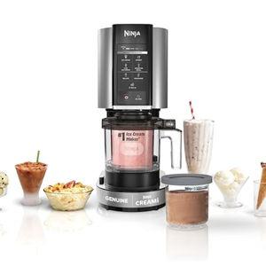Ninja NC301 CREAMi Ice Cream Maker, for Gelato, Mix-ins, Milkshakes, Sorbet, Smoothie Bowls & More, 7 One-Touch Programs, with (2) Pint Containers & Lids, Compact Size, Perfect for Kids, Silver