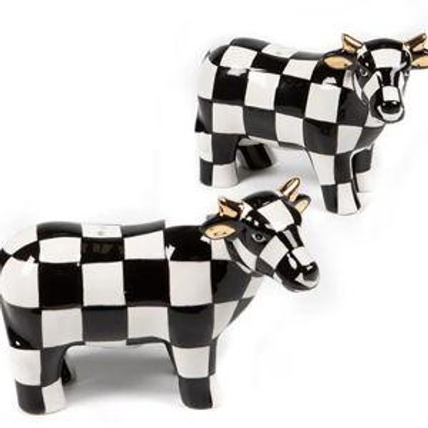 MacKenzie-Childs Courtly Check® Cow Salt & Pepper Set | Dillard's