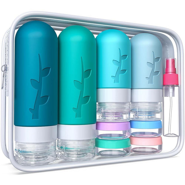 18pack Travel Bottles for Toiletries,TSA Approved Silicone Travel Containers jar for Toiletries,Leak Proof Refillable Liqus Shampoo And Conditioner Travel Essentials toiletry Bottles