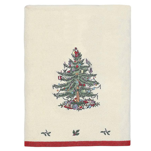 Avanti Linens Spode Christmas Tree Collection, Bath Towel, Red