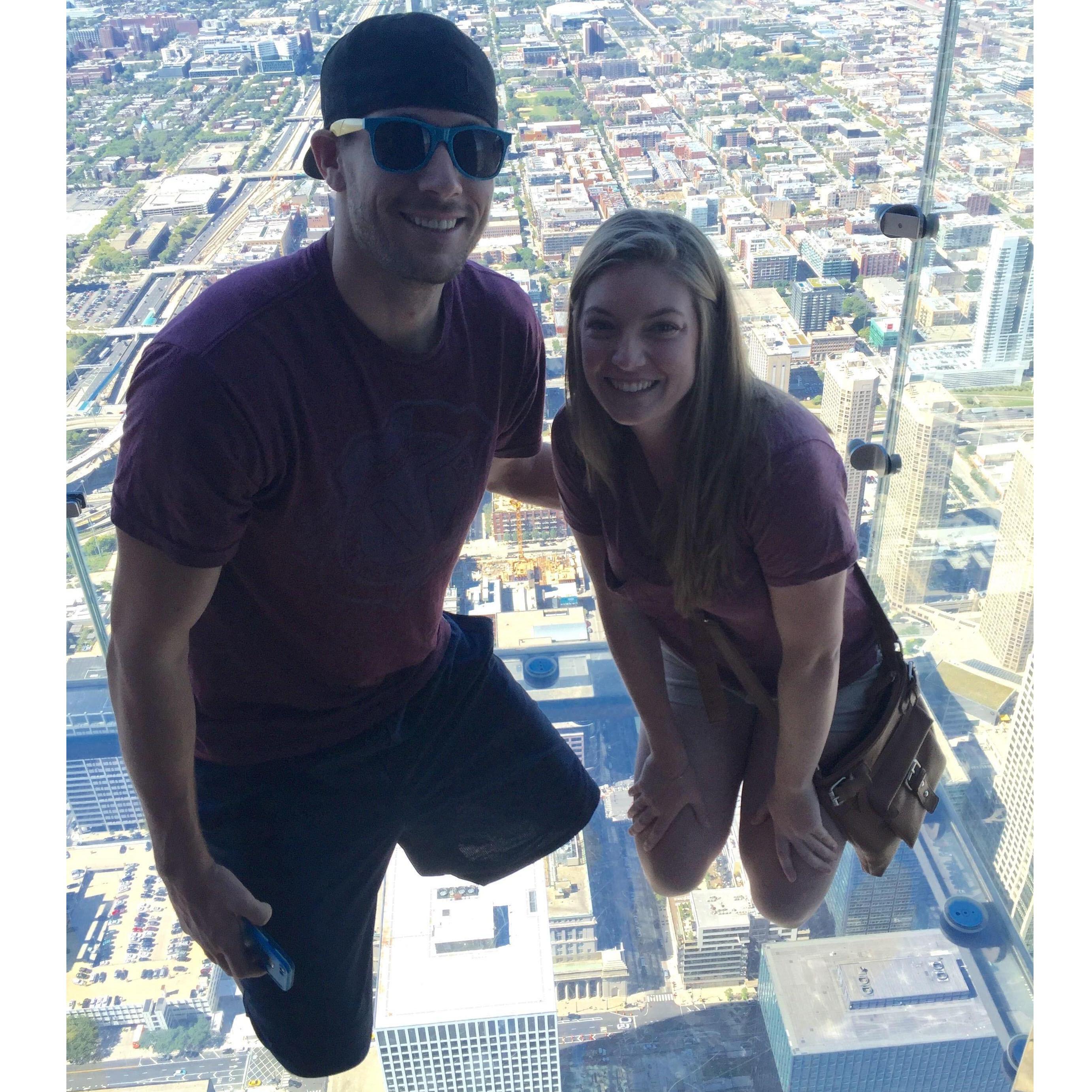 Just two kids on top of the world...