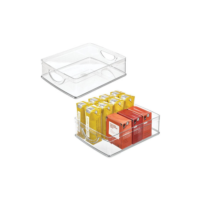 iDesign Plastic Stackable Pantry Bin with Handles - Set of 2 - Clear