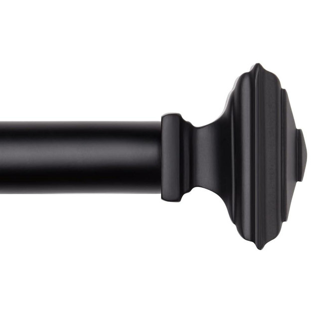 Black Curtain Rod -EUPLAR 1 Inch Telescoping Splicing Curtain Rods for Windows 32 to 88 Inch, Adjustable Drapery Rods for Bedroom, Living Room, Kitchen, Decorative Square Finials