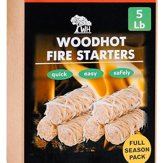 WH 185 pcs Natural Fire Starters for Campfires & Grill - 5lb Large Box - Long-Burning Charcoal Starters - Odorless Firestarters for Outdoor Fire Pit, Fireplace - Quick Ignite