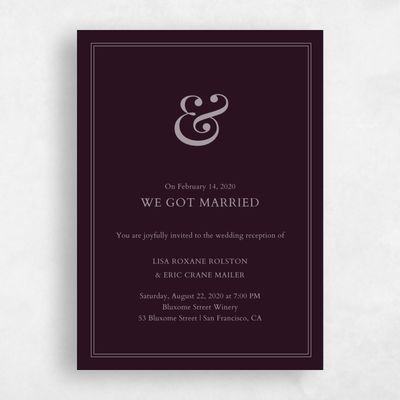 Burgundy, Red Wedding Invitation - Verona Elopement
