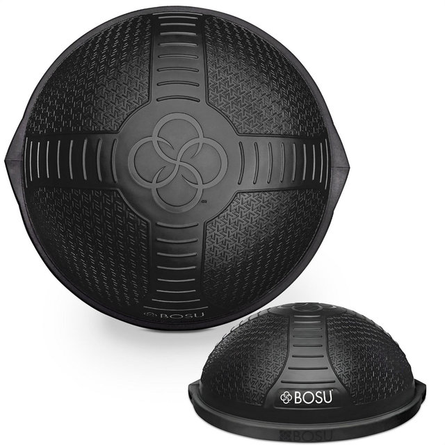 BOSU NexGen Home Fitness Exercise Gym Strength Flexibility Balance Ball Trainer with Rubberized Non Skid Surface and Hand Air Pump, Black