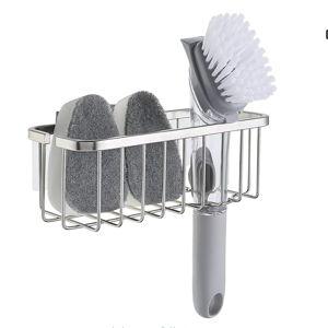SunnyPoint NeverRust Deluxe Kitchen & Bathroom Sink Sponge Holder Organizer with Adhesive Mount - Additional Suction Cup Included – Sponge & Brush NOT Included – 7.4 x 3.3 x 2.75 Inch
