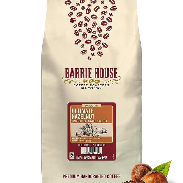 Barrie House Ultimate Hazelnut Flavored Whole Bean Coffee | Toasted and Creamy | Fair Trade Certified | 2 lb Bag | 100% Arabica Coffee Beans