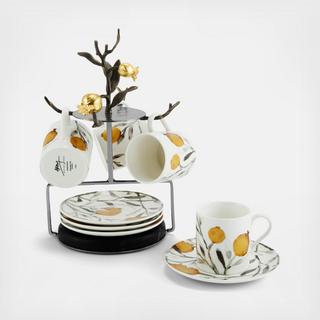 Pomegranate 9-Piece Demitasse Cup & Saucer Set