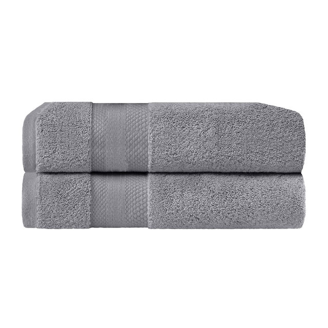 Luxury Cotton Heavyweight Solid Plush 2-Piece Bath Towel Set, Grey - Blue Nile Mills