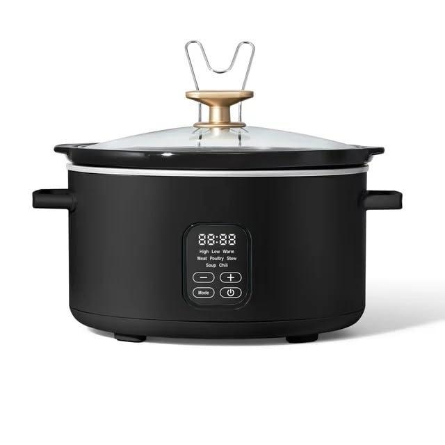6 Qt Programmable Slow Cooker, Black Sesame by Drew Barrymore