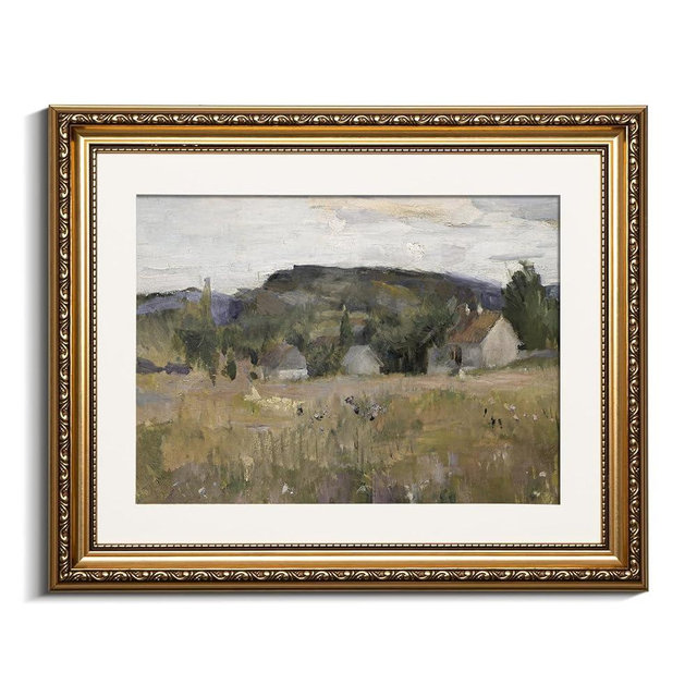 VIYYIEA Gold Framed Wall Art Canvas Print Home Decor Vintage Landscape Art Prints Wall Decor Abstract Serene Countryside Scene Wall Prints Mid Century Modern Decor for Living Room Bedroom 13x16in