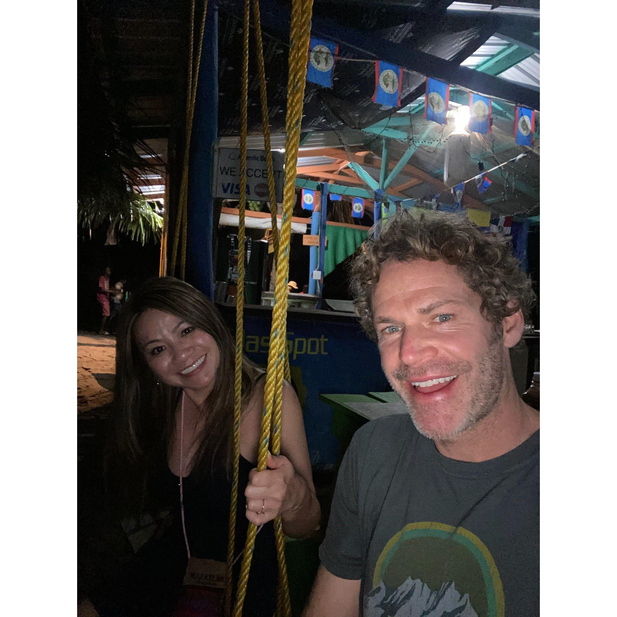 Our seats were swings at a local joint.
