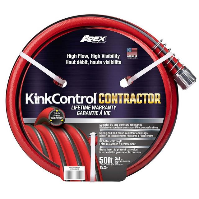 Kink Control Contractor Grade Hose with High Burst Strength, Spring Coil and Crush Resistant Couplings, Made in the USA 3/4 x 50 ft