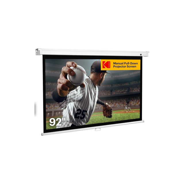 Kodak 92" Manual Pull Down Projector Screen, Large 16:9 Retractable Projector Screen