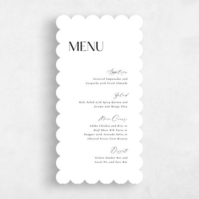 White Scalloped Wedding Menu - Sundell