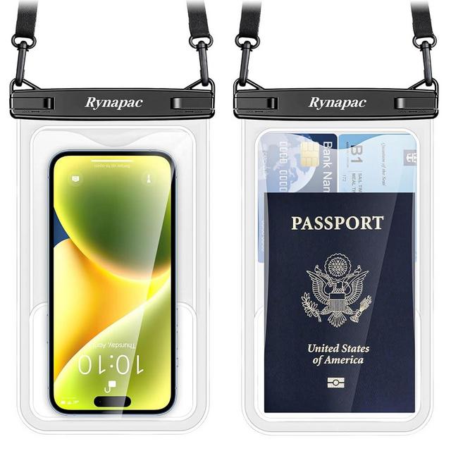 Rynapac Waterproof Phone Pouch - 8.5in Waterproof Phone Case with Lanyard, IPX8 Cell Phone Dry Bag Beach Essentials for iPhone 16 15 14 13 12 Pro Max, Galaxy S24 S23 S22 S21 Series, 2 Pack