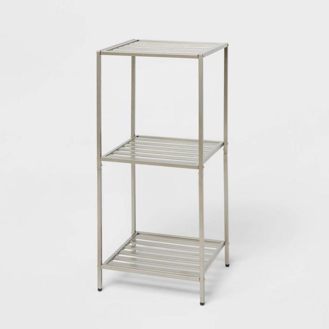 Short Bath Storage Tower Brushed Nickel Metal - Brightroom™