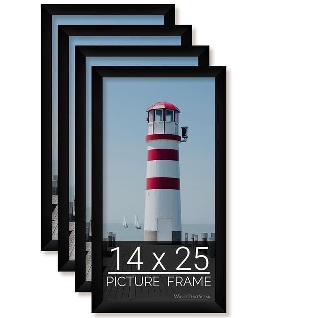 wallsthatspeak 14x25 Black Picture Frame for Puzzles Posters Photos or Artwork, Set of 4