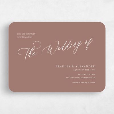 Brown Rounded Wedding Invitation - Andros Landscape