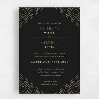Black Wedding Invitation - Baker Corner