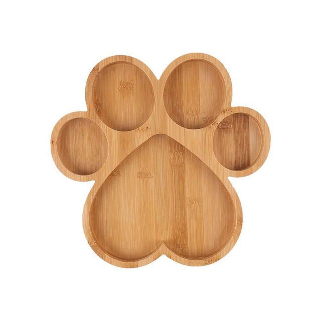 Paw Shaped Serving Tray with 5 Grooves Wooden Cutting Board Claw Candy Dish Bowl (Paw)