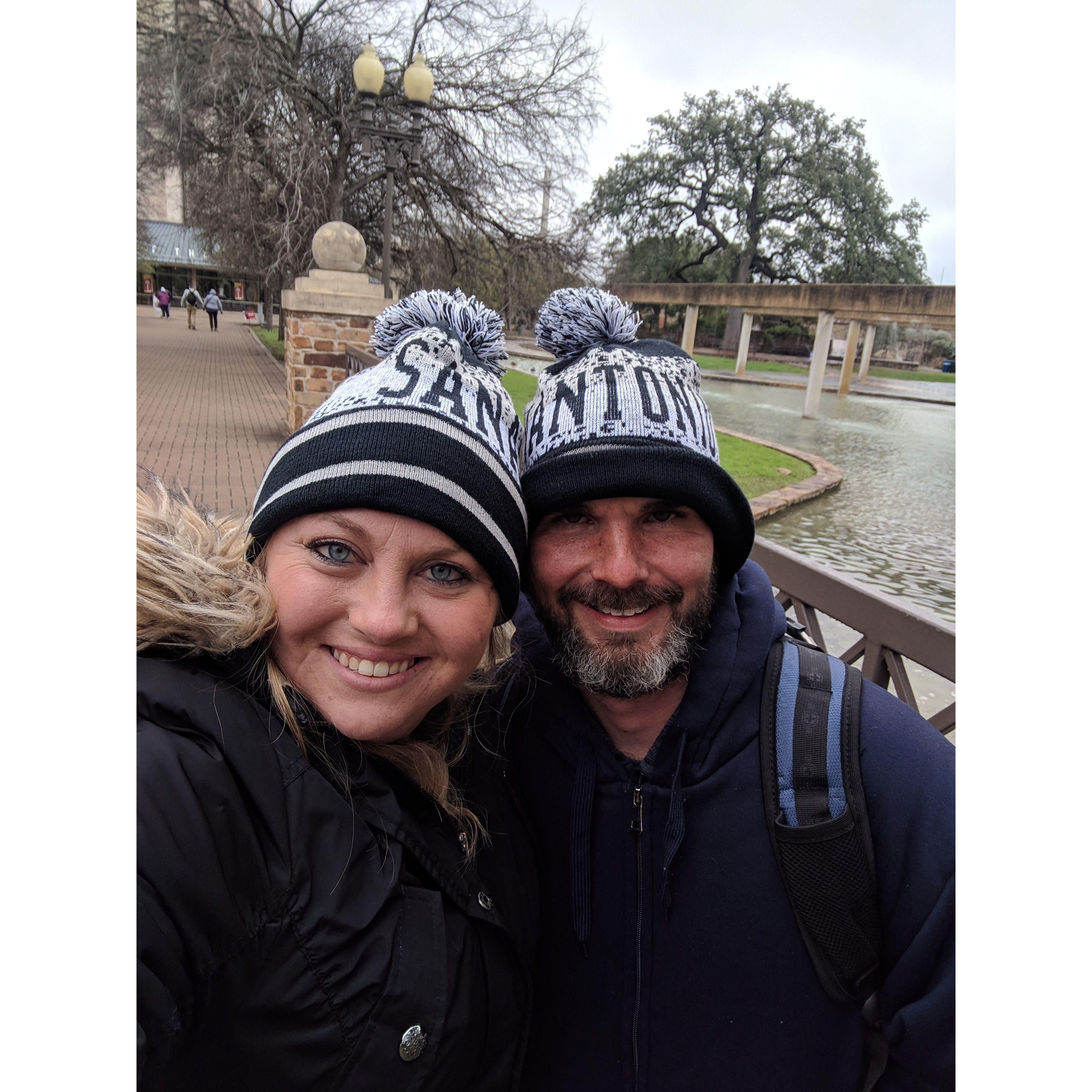 Trip to San Antonio for work. It was cold and we had to buy hats.