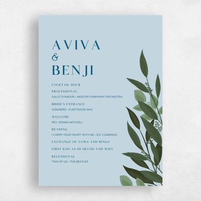 Light Blue Wedding Program - Summerlin