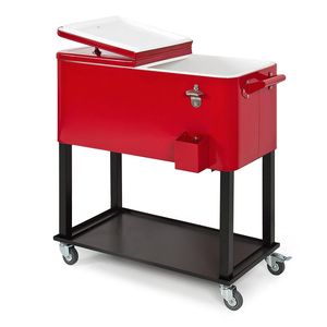 Best Choice Products 80-Quart Rolling Cooler Cart w/Bottle Opener and Catch Tray, Drain Plug - Red