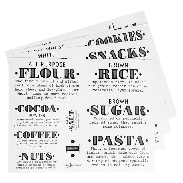 Talented Kitchen 36 Pack Preprinted Farmhouse Definitions Pantry Label Stickers for Food Storage Container, Canister & Jar
