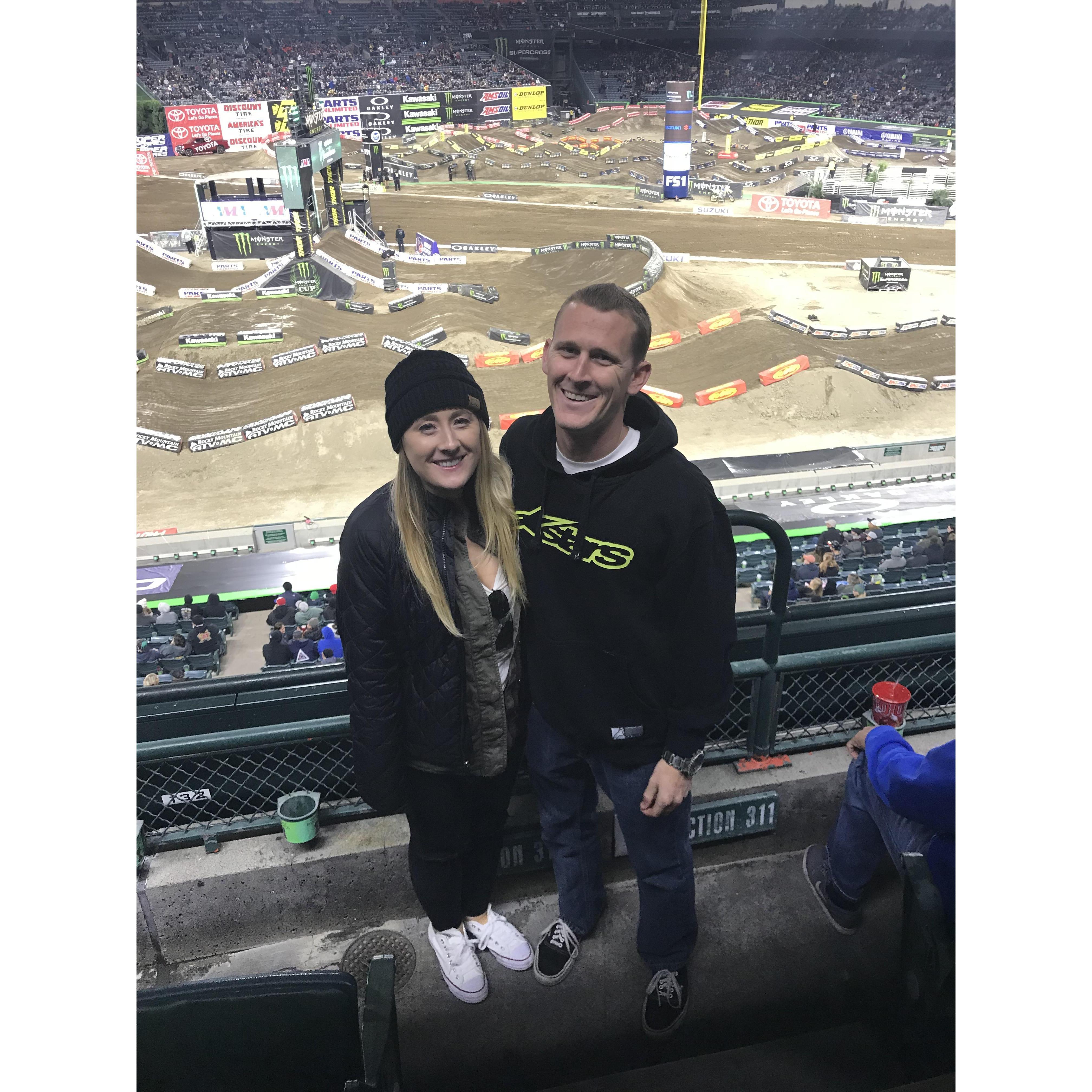 G's first supercross event (T's one-millionth) in Anaheim, CA