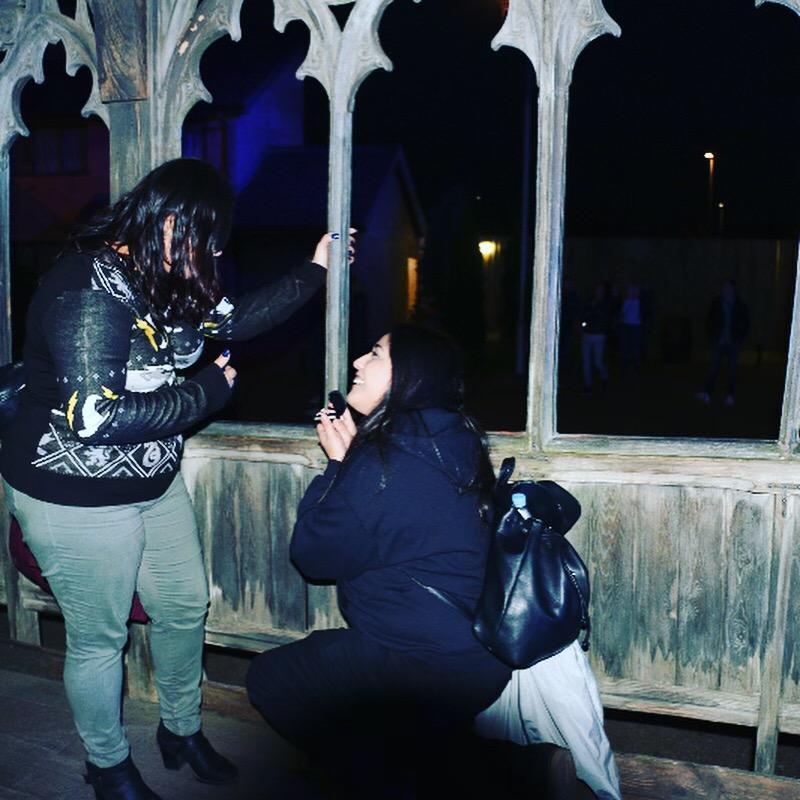 Crystal proposed to me in London during the Harry Potter studio tour. I was in complete shock I must have asked her ten times if she was serious! I couldnt  take my eyes off of her the whole night!