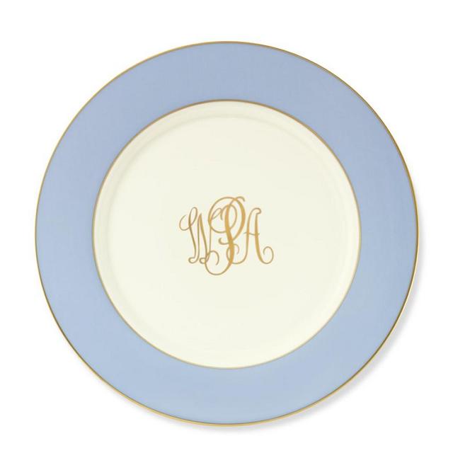 Pickard Color Sheen Charger Plate, Blue Gold Monogrammed