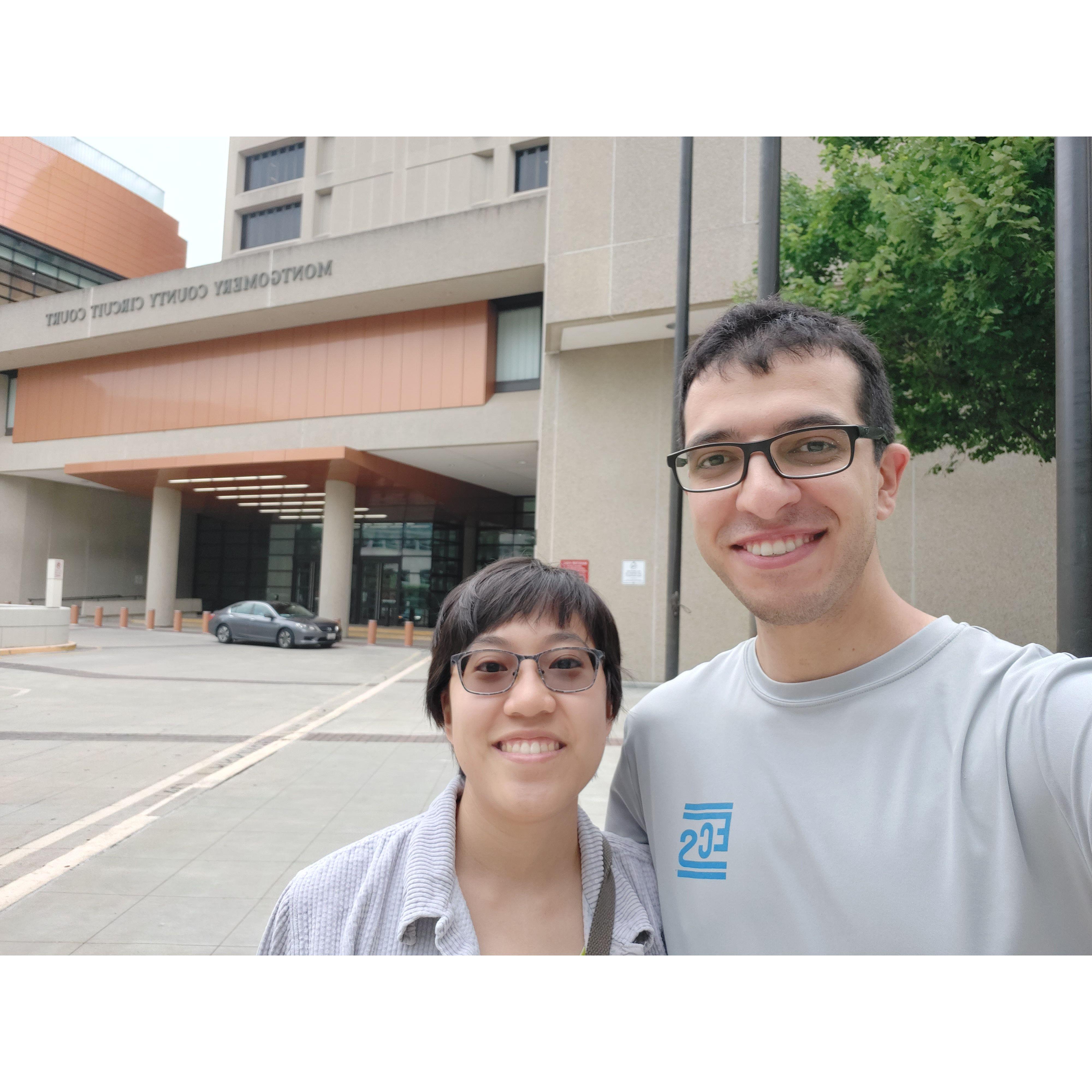 Our first photo together as a married couple!
