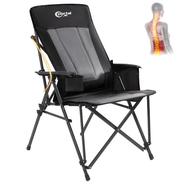 PORTAL Camping Chair with Lumbar Support for Adults Folding Portable High Back Oversized, 400LBS