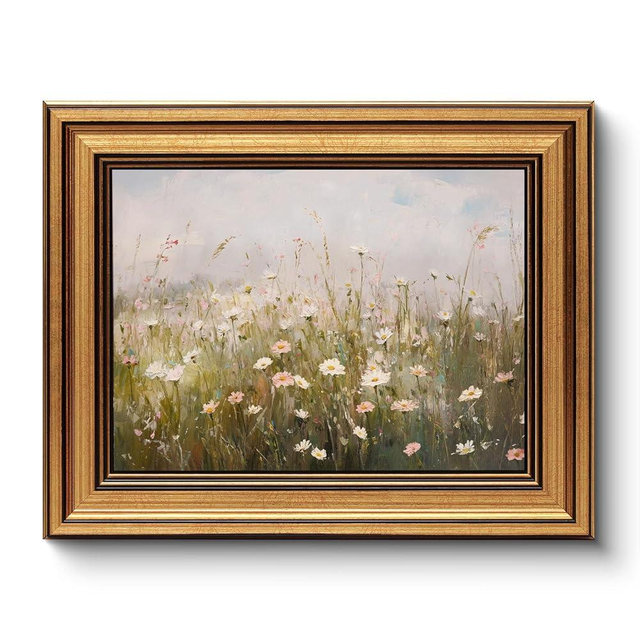 HUARCEY Gold Framed Vintage Wall Art for Living Room Wildflower Field Landscape Decor Aesthetic Mother Day Gift for Mom Oil Painting Flower Wall Print Floral Pictures Canvas Artwork Shelf Decor 8x10in