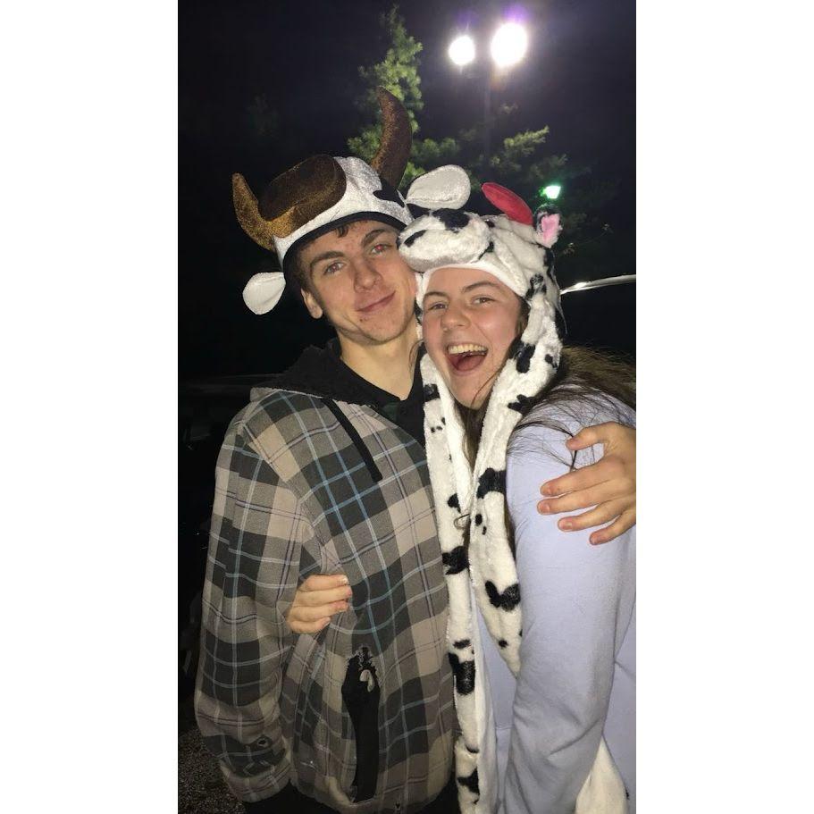 (2016) Livy (one of my bridesmaids) had bought me this silly cow hat, and then Dave remembered he had one in his car, so we had to take a picture!