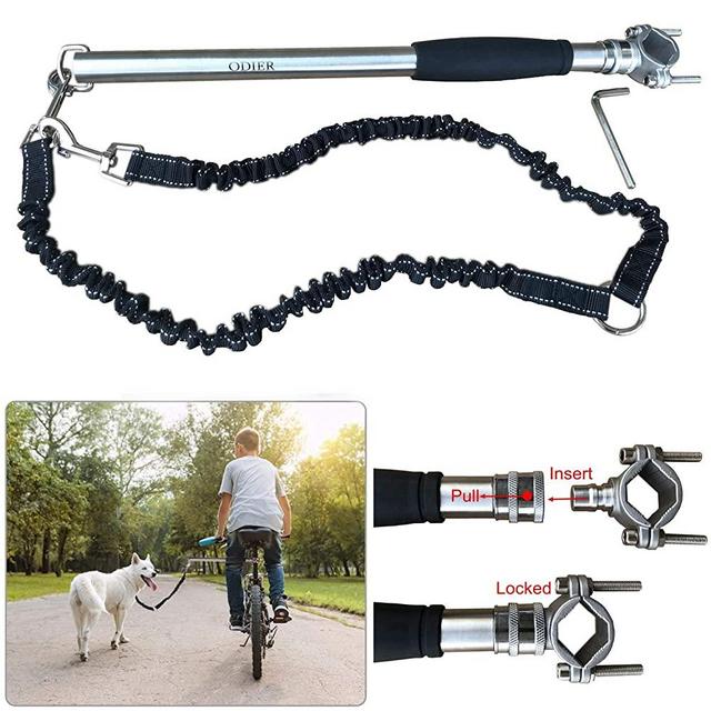 ODIER Bike Dog Leash Quick Release Bicycle Dog Exerciser Leash 500-lbs Pull Strength