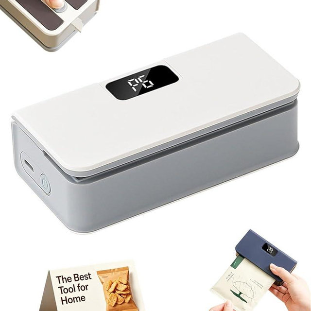 Fridge Magnet Sealer, 2 in 1 Portable Bag Sealer for Fridge & Kitchen, USB-C Rechargeable Mini Bag Sealers Magnetic, 6-Level Adjustable Heat, Handheld Chip Bag Resealer Machine(White)