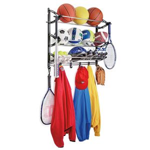 Lynk Sports Rack with Adjustable Hooks - Sports Equipment Organizer - Sports Gear Storage