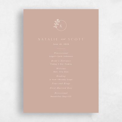 Latte, Brown Wedding Program - Positano