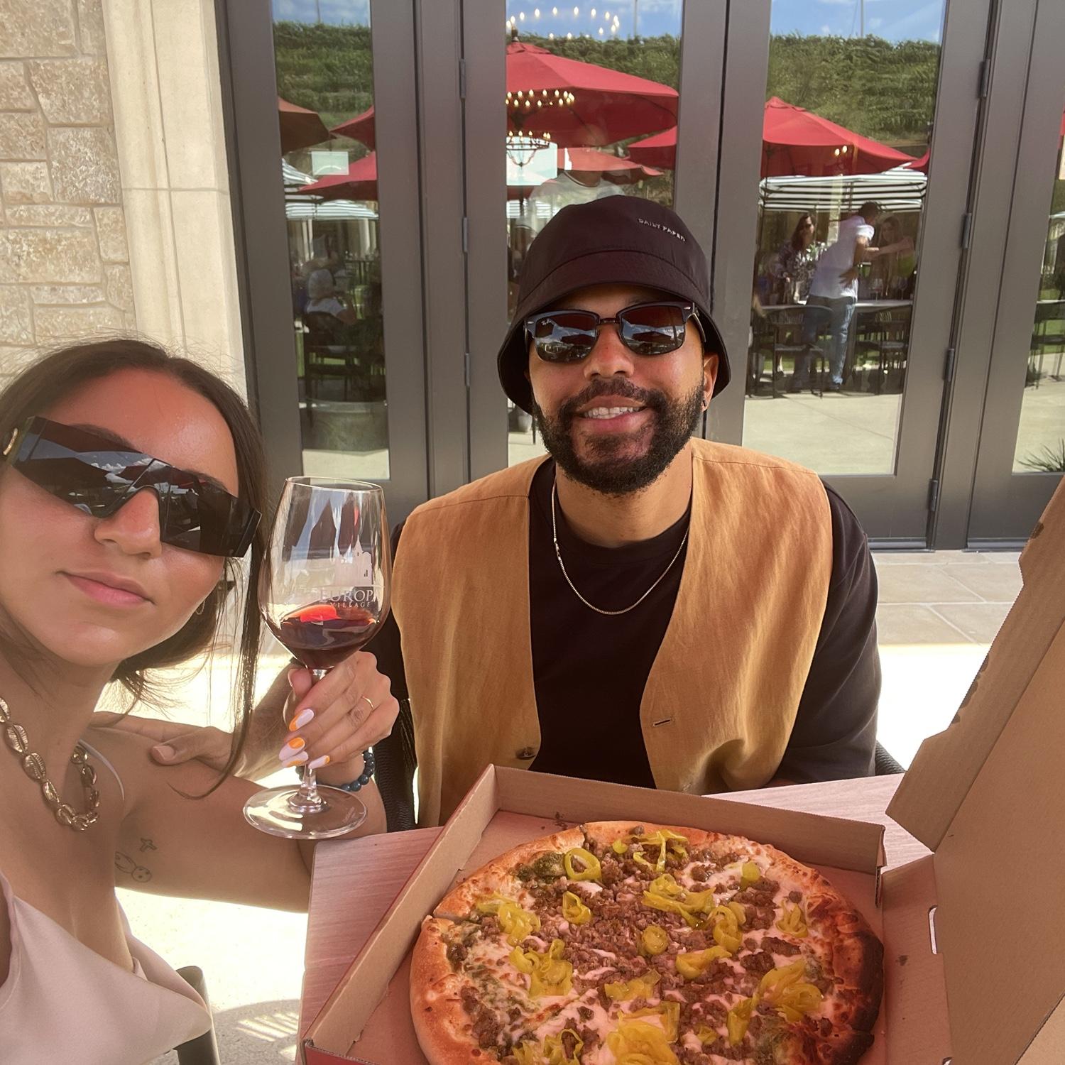Celebrating Pilar’s birthday in Temecula with her favorite things - gourmet pizza and limited wine