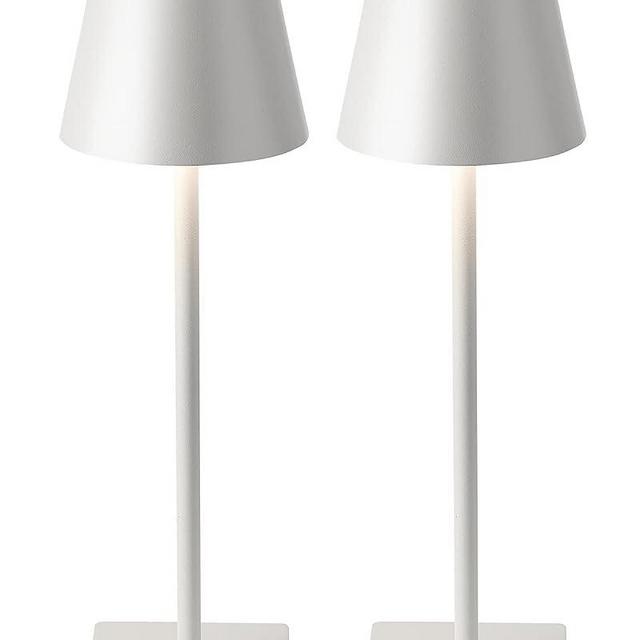 KDG 2 Pack Cordless Table Lamp, Portable LED Desk Lamp, 5000mAh Battery Operated, 3 Color Stepless Dimming Up, for Restaurant/Bedroom/Bars/Outdoor Party/Camping/Coffee Shop Night Light(White)